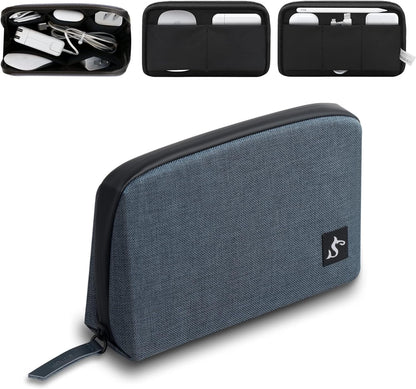 Electronic Organizer Travel Case – Waterproof Cable Bag for Cord, Charger, Hard Disk, Power Bank – Small Tech Storage for Travel, Backpack, Business Trip, Airplane (Blue)