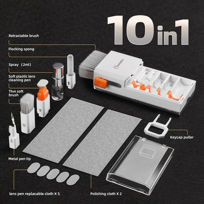 Keyboard Cleaner Laptop Cleaning Kit, All-In-One Keyboard Cleaning Kit, Laptop Cleaner Tool for Macbook Ipad Iphone Computer, Portable Electronics Brush Tool for Tablet PC Camera Lens Earbuds Monitor