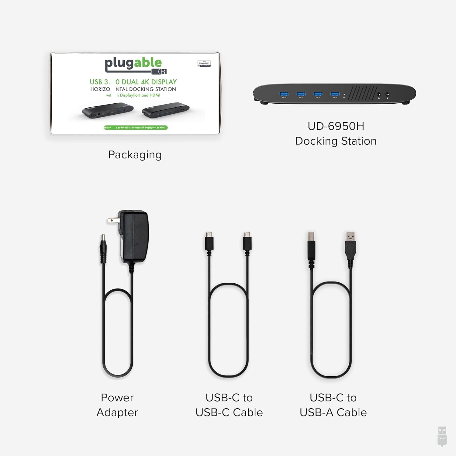 Universal Laptop Docking Station, 4K Dual Monitor, Displayport or HDMI, Windows Mac or Chromeos Laptops, USB-C or USB 3.0, Adds 2 Displays, Ethernet, Audio, 6 USB Ports