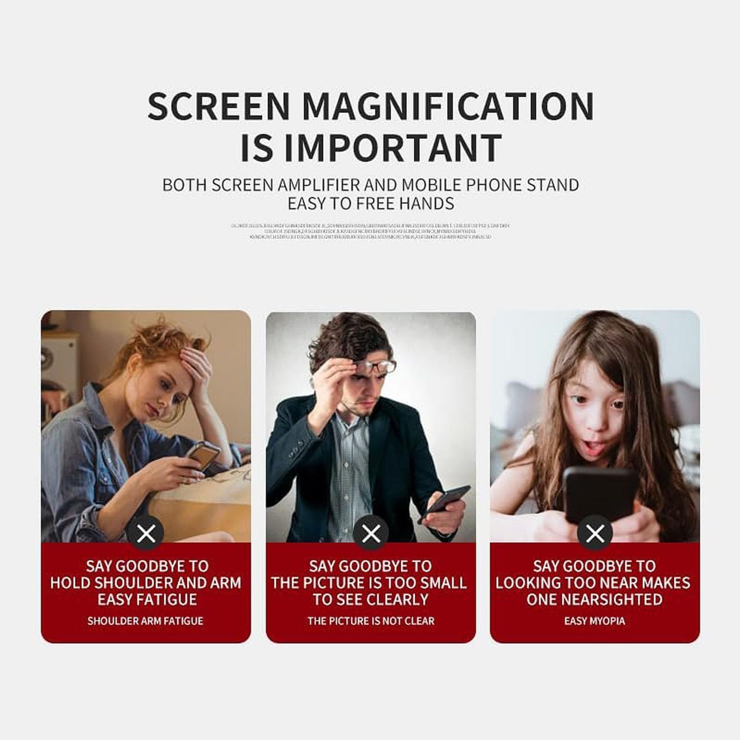 12" Foldable Smartphone Screen Magnifier for Cell Phone, Portable 3D Hd Mobile Phones Video Amplifier with Vertical and Horizontal Magnifying Display for Smartphones, for Watching Movie Videos