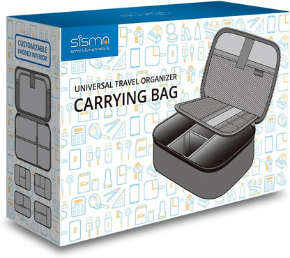 Electronics Cords Organizer Tech Accessories Storage Case Travel Small Carrying Bag for Charging Cables Adapter USB Plugs Power Cord Leads - Grey 1680D