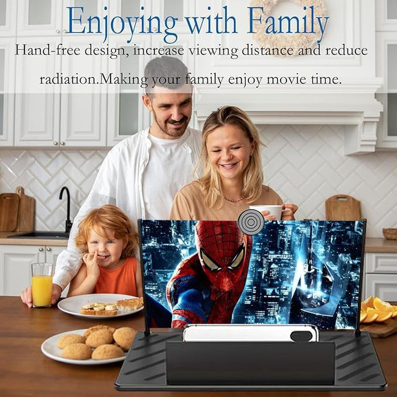 20" Screen Magnifier for Cell Phone,Mobile Phones 3D Magnifier, Screen Expanders for Movies, Videos, and Gaming, Foldable Phone Stand with Screen Amplifier Compatible with All Smartphones(Black)