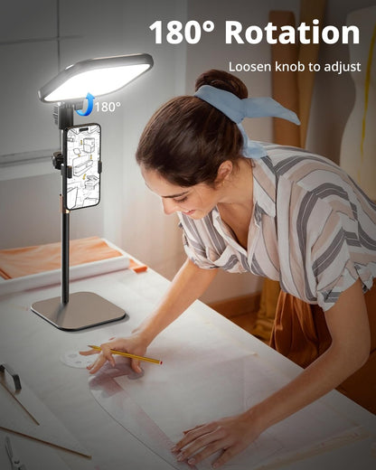 Zoom Lighting for Computer, Video Conference Lighting for Video Calls, Desk Light with Stand and Phone Holder for Webcam, Home Office, Podcast, Online Meetings, Live Streaming