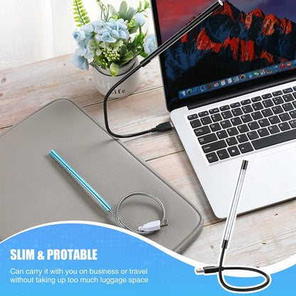 2 Pieces USB LED Light for Laptop Keyboard Light Gooseneck Computer Lamp Flexible Stick Dimmable LED Lamp Touch Switch for Reading Book(Black, Blue)