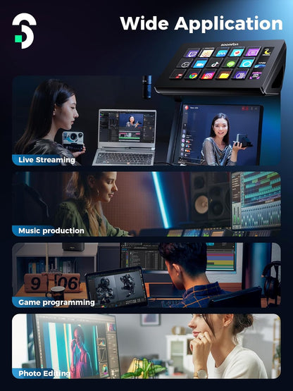 Stream Controller -  Stream Control Deck with 15 LCD Macro Keys Customizable to Trigger Actions in OBS Twitch Youtube Compatible with PC & Mac for Content Creators Streaming Gaming