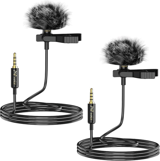2Pcs Professional Lavalier Lapel Microphone 3.5Mm Compatible with DJI Mic/Rode Wireless GO Transmitters for Smartphone Camera, Mini Mic for Youtube, Interview, Video, Broadcasters