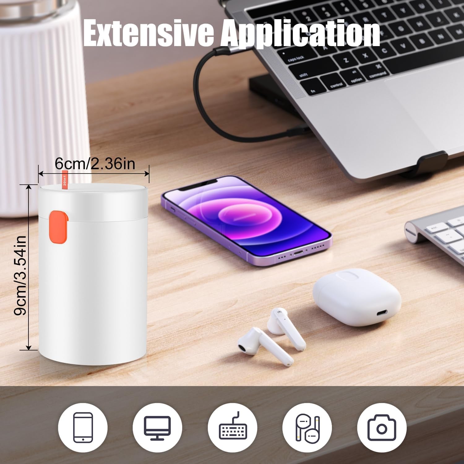 20 in 1 Multifunctional Cleaner Kit for Electronic Devices, Keyboard Cleaning Brush, Headphones Cleaner Kit for Airpods, Multi-Tool for Cleaning Laptop, Earbuds, Camera, Cellphones (White)