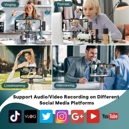 Professional Wireless Lavalier Lapel Microphone for Iphone, Ipad - Cordless Omnidirectional Condenser Recording Mic for Interview Video Podcast Vlog Youtube