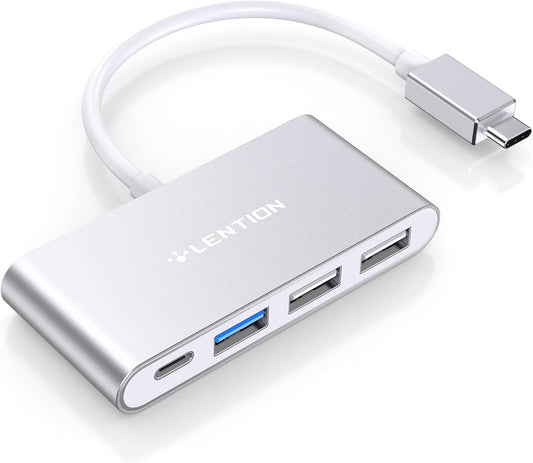 4-In-1 USB-C Hub with Type C, USB 3.0, USB 2.0 for 2024-2016 Macbook Pro (M1-M4), Iphone 16-15 New Mac Air/Surface, Chromebook, More, Multiport Charging & Connecting Adapter (C13, Silver)