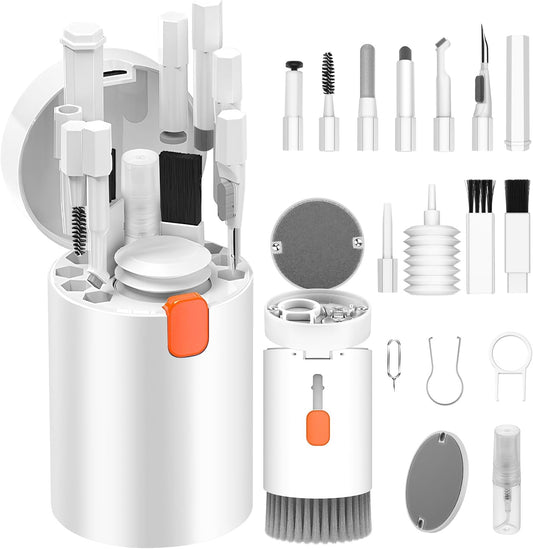 20 in 1 Multifunctional Cleaner Kit for Electronic Devices, Keyboard Cleaning Brush, Headphones Cleaner Kit for Airpods, Multi-Tool for Cleaning Laptop, Earbuds, Camera, Cellphones (White)