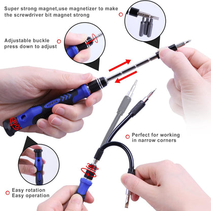 Precision Screwdriver Sets 124-Piece Computer Tool Kit with 101 Bits Magnetic, Electronics Repair Tool Kit for Iphone, Macbook, Laptop, PC, Tablet, PS4, Xbox, Nintendo, Game Console