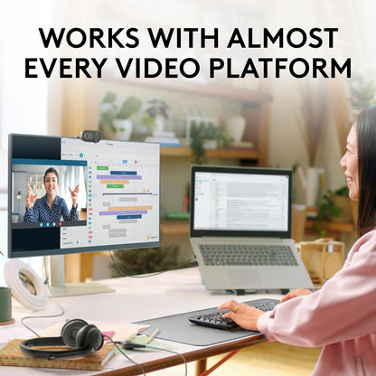 Brio 101 Full HD 1080P Webcam Made for Meetings and Works for Streaming — Auto-Light Balance, Built-In Mic, Privacy Shutter, USB-A, for Microsoft Teams, Google Meet, Zoom, and More - Black