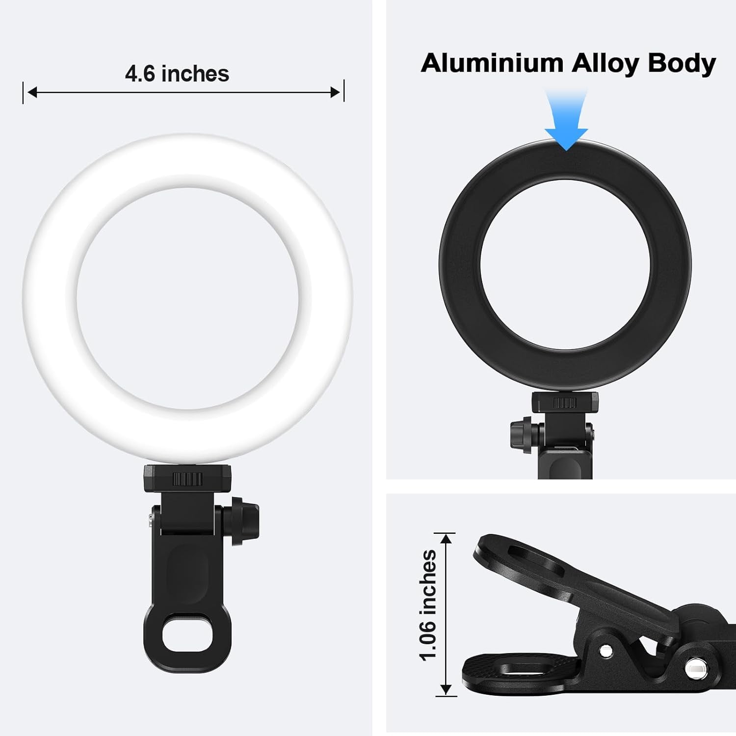 Ring Light Clip on Laptop Monitor, Webcam Light 10 Brightness Level Video Conference Lighting for Remote Working/Zoom Calls/Self Broadcasting/Live Streaming/Video Recording/Tiktok