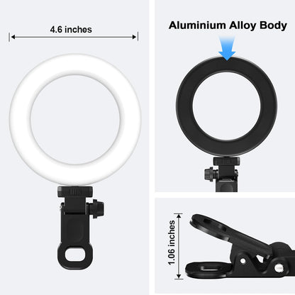 Ring Light Clip on Laptop Monitor, Webcam Light 10 Brightness Level Video Conference Lighting for Remote Working/Zoom Calls/Self Broadcasting/Live Streaming/Video Recording/Tiktok