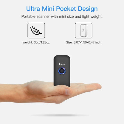 Mini 1D Bluetooth Barcode Scanner, 3-In-1 Bluetooth & USB Wired & 2.4G Wireless Barcode Reader Portable Bar Code Scanning Work with Windows, Android, Ios, Tablets or Computers
