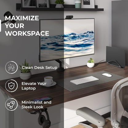 Vertical Laptop Stand for Desks in Matte Black, Upright Adjustable Holder to Dock Apple Macbook, Macbook Pro, and Other Laptops to Organize Work & Home Office, Automatic Grip
