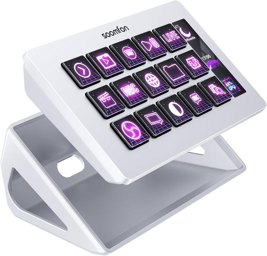 Stream Controller Stream Control Deck with 15 LCD Macro Keys Customizable for Content Creators Streaming Gaming to Trigger Actions in OBS, Youtube, Twitch and More, Compatible with PC & MAC