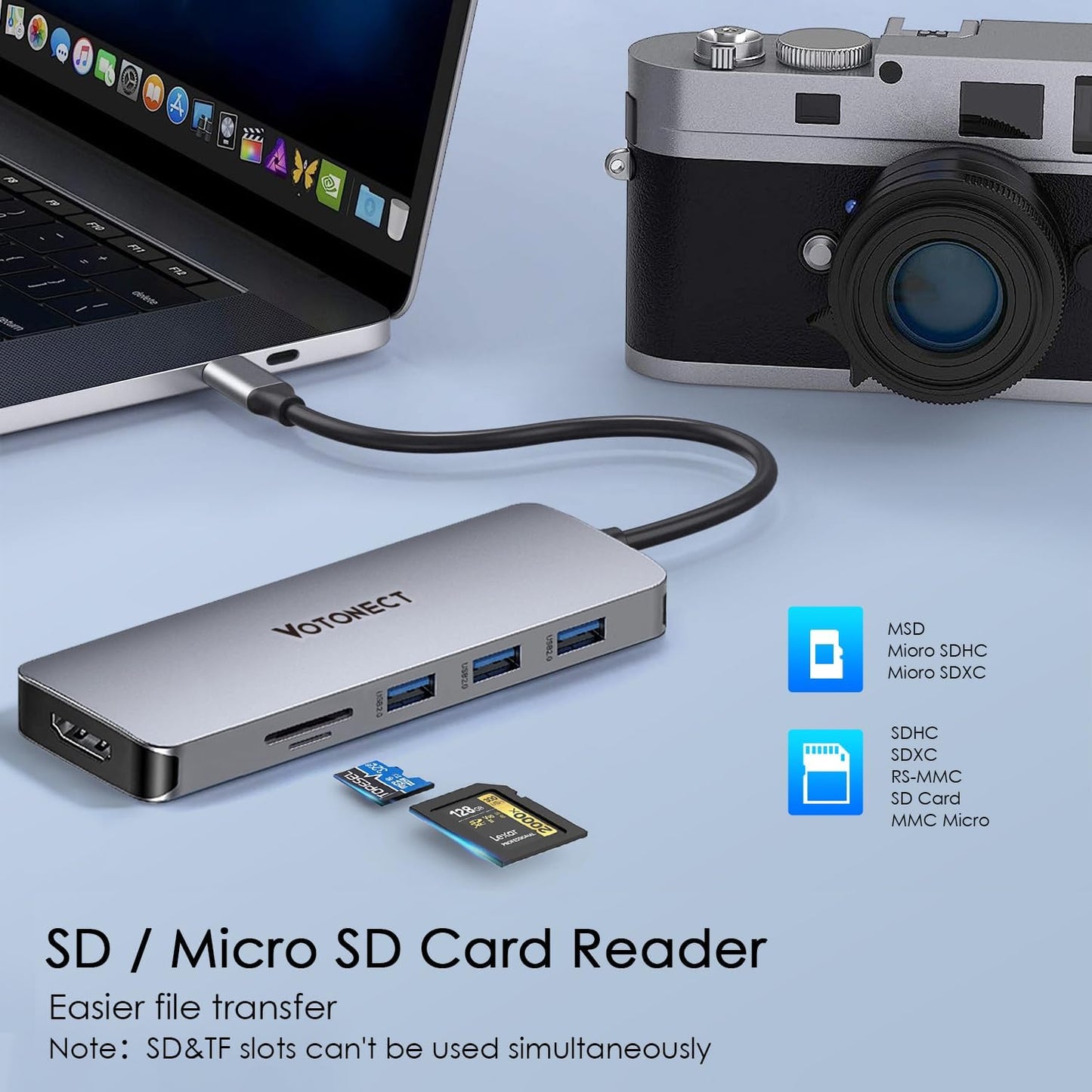 10-In-1 USB C Hub with 4K HDMI Adapter, SD/TF Card Reader, 100W PD Charging, 2 USB 3.0 Ports, and 2 USB 2.0 Ports for Macbook Pro/Air, Dell XPS, Lenovo Thinkpad, Etc.