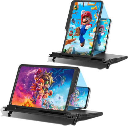 12" Foldable Smartphone Screen Magnifier for Cell Phone, Portable 3D Hd Mobile Phones Video Amplifier with Vertical and Horizontal Magnifying Display for Smartphones, for Watching Movie Videos