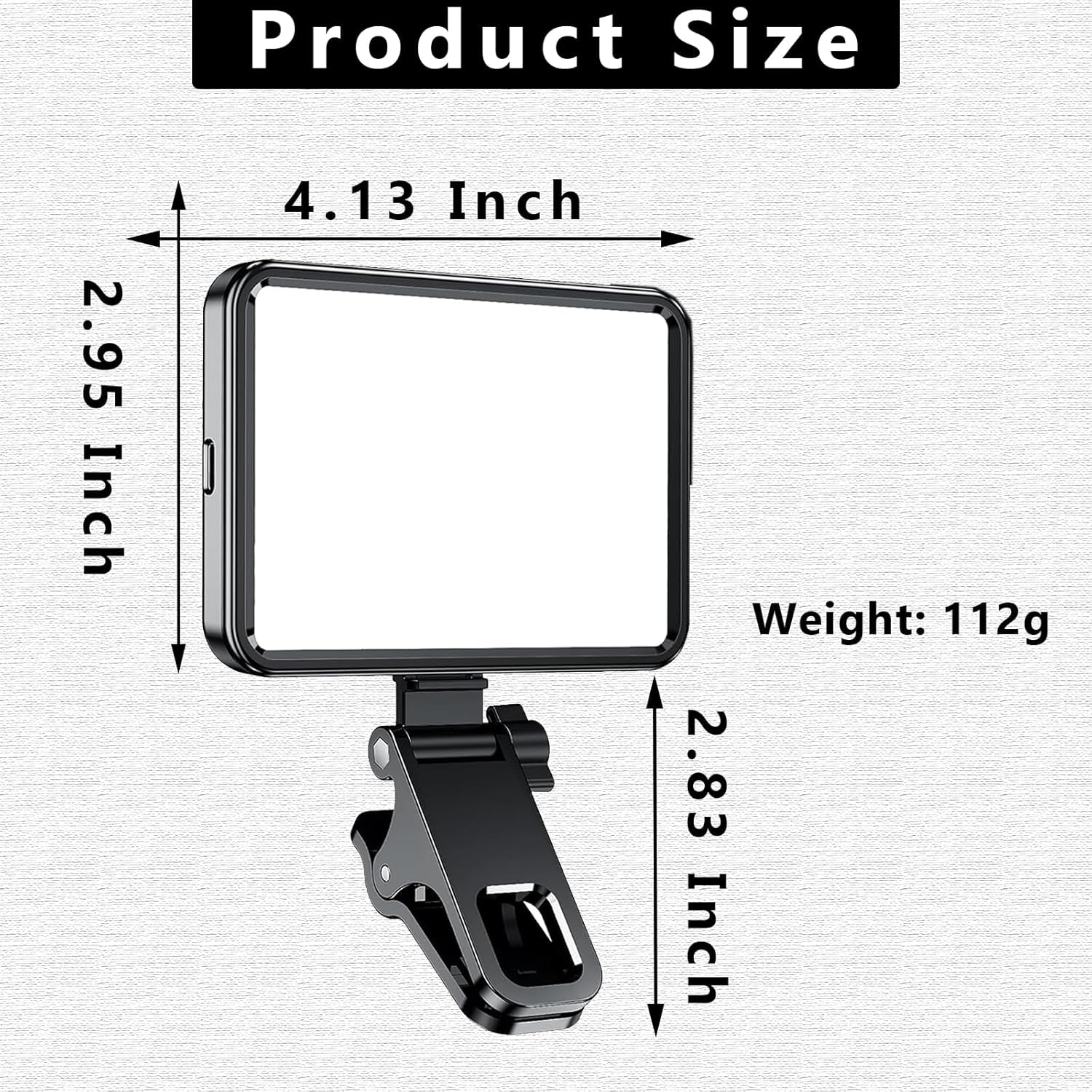 Rechargeable Soft Selfie Light for Phone, Camera, Laptop, 4-14H Battery Portable LED Light for Pictures, Phone Light Clip for Selfie, Vlog, Tiktok, Makeup, Video Conference Black