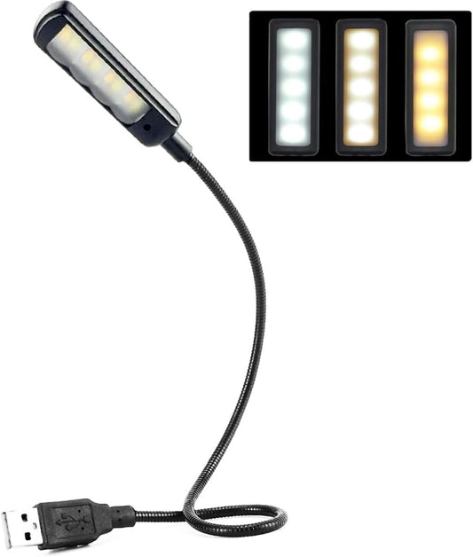 USB Light for Laptop Keyboard, Thickened & Flexiable 3 Brightness X 3 Color Temperature USB Reading Light for Nightwork without Disturbing Roommates.