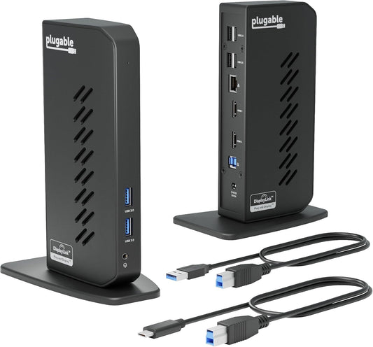USB 3.0 and USB-C Universal Laptop Docking Station with 2 HDMI Ports for Windows, Mac, and Chromeos (Gigabit Ethernet, Audio)