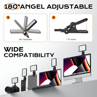 Rechargeable Soft Selfie Light for Phone, Camera, Laptop, 4-14H Battery Portable LED Light for Pictures, Phone Light Clip for Selfie, Vlog, Tiktok, Makeup, Video Conference Black