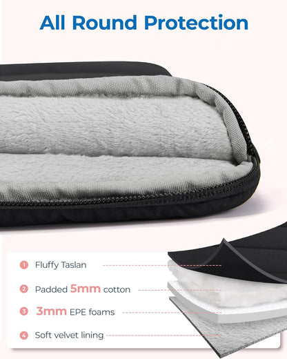 13-14 Inch Laptop Bag, Puffy Cute Laptop Case Sleeve with Handle for Women, Portable Macbook Air/Pro 13 Inch Case Sleeve with Strap, Black