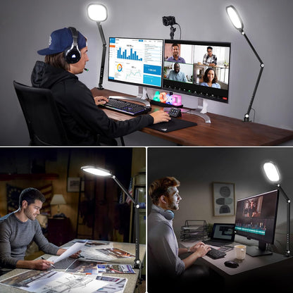 Video Conference Light for Computer, Dimmable Zoom Lighting for Video Calls, Meeting, Laptop & Webcam, 15W Ring Light with C- Clamp,Swing Arm, Remote, Memory & Timer CRI >95