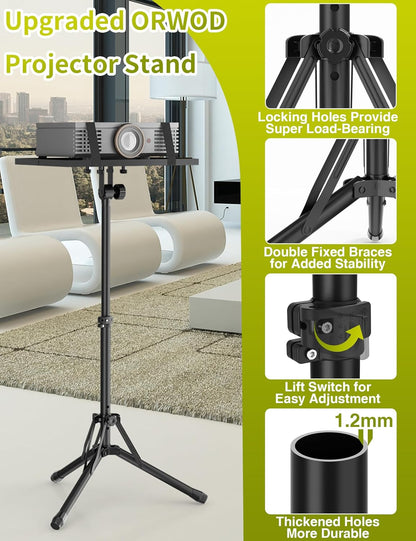 Projector Stand Tripod Adjustable from 26" to 38", Foldable Laptop Floor Stand with Lift Switch, Tripod for Projector with Carry Bag,Portable Podium Stand for Office, Home,Stage, Studio, Dj Racks
