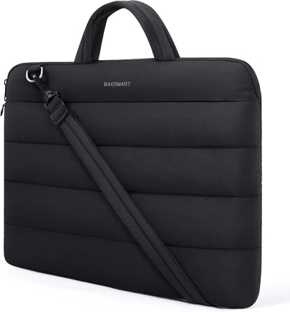 13-14 Inch Laptop Bag, Puffy Cute Laptop Case Sleeve with Handle for Women, Portable Macbook Air/Pro 13 Inch Case Sleeve with Strap, Black