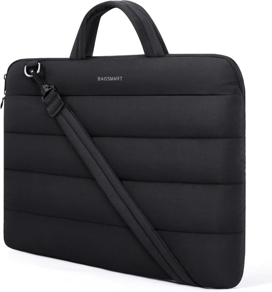 13-14 Inch Laptop Bag, Puffy Cute Laptop Case Sleeve with Handle for Women, Portable Macbook Air/Pro 13 Inch Case Sleeve with Strap, Black