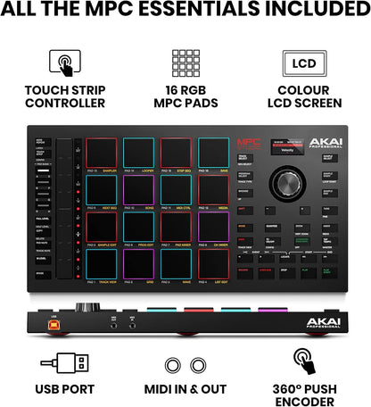 MPC Studio MIDI Controller Beat Maker with 16 Velocity Sensitive RGB Pads, Full MPC 2 Software, Assignable Touch Strip & LCD Display