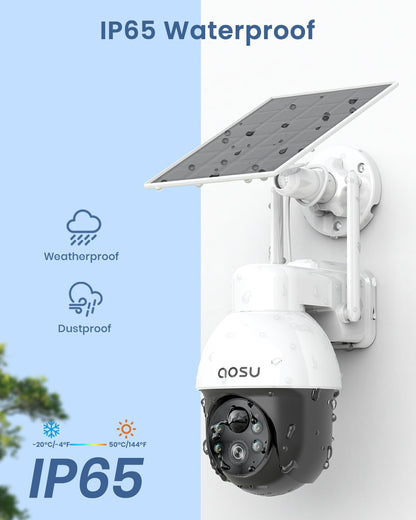 Solar Camera Security Outdoor - Security Cameras Wireless Outdoor with 360° Panoramic View, Human Auto Tracking, 2K Night Vision, Compatible with Alexa/Google Assistant (2 Pack)
