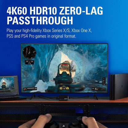HD60 S+, External Capture Card, Stream and Record in 1080P60 HDR10 or 4K60 HDR10 with Ultra-Low Latency on PS5, Ps4/Pro, Xbox Series X/S, Xbox One X/S, in OBS and More, Works with PC and Mac