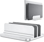 [Updated Dock Version Vertical Laptop Stand, Double Desktop Stand Holder with Adjustable Dock (Up to 17.3 Inch), Fits All Macbook/Surface/Samsung/Hp/Dell/Chrome Book (Silver)