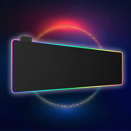 RGB Mouse Pad for Gaming - Large LED Mousepad Gaming Desk Mat with 8 Adjustable Light Modes - Gaming Pad for Mouse and Keyboard - Non Slip Rubber Base, Easy to Clean Water Proof Surface