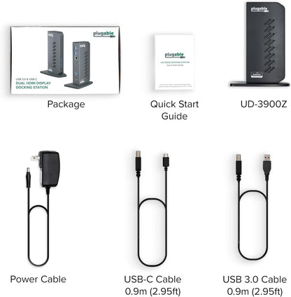 USB 3.0 and USB-C Universal Laptop Docking Station with 2 HDMI Ports for Windows, Mac, and Chromeos (Gigabit Ethernet, Audio)
