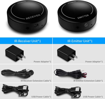 Infrared Wireless IR Repeater Long Range 500 Feet and IR Remote Control Extender Repeater Kit Infrared IR Extender for Expansion (IR Emitter and Receiver) (Wireless)
