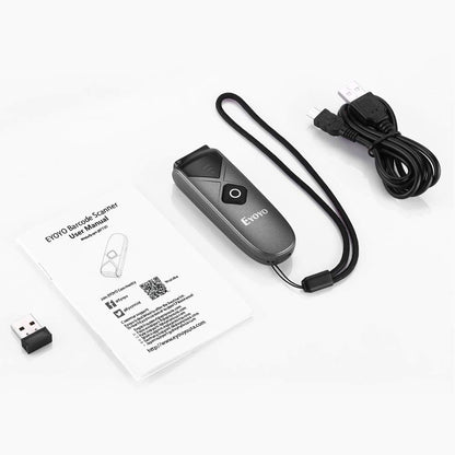Bluetooth 2D&1D Barcode Scanner, Portable Wireless Mini Barcode Reader with 2.4G Wireless/Bluetooth/Usb Wired Connection QR Code Scanner Compatible with Pad, Phone, Android, Tablet PC