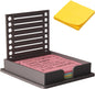 Sticky Note Holder Compatible with Post It Notes, 3X3 Sticky Pads Dispenser with Stencil, Memo Pad Organizer with Line Box Drawing Template for Office and Home