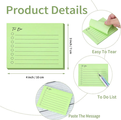 10 Pack Lined Sticky Notes, 3"X4", 500 Sheets, to Do List Notepad, Sticky Notes with Lines, to Do List Planner, Square Sticky Notes for Office, Meeting, School, Home