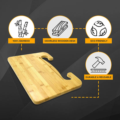 2 in 1 Car Steering Wheel Desk | Lap Desk for Convenient Working | Bamboo Trays for Eating | Interior Accessories for Truck Drivers | Lightweight Wooden Tray with Easy Storage