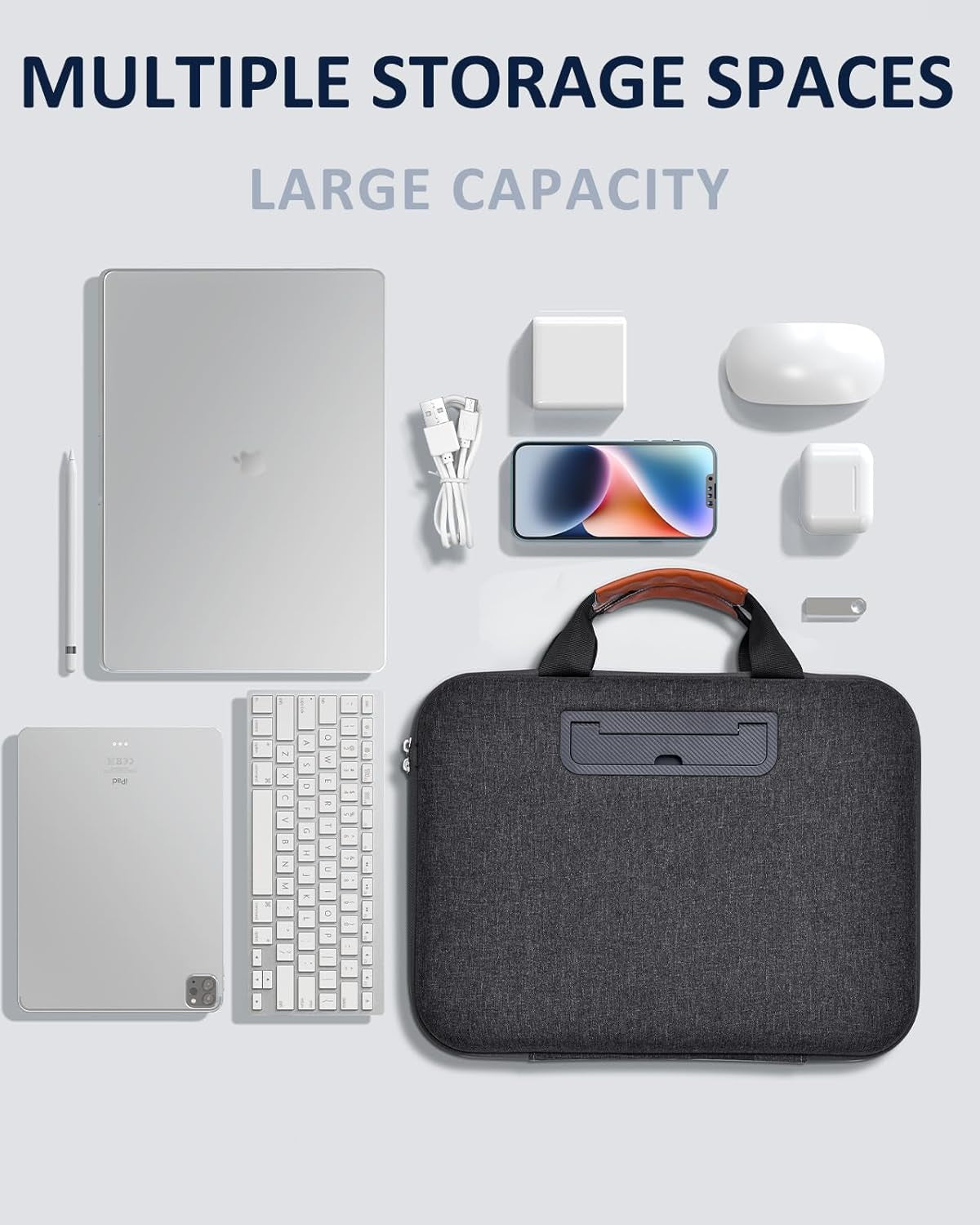 Laptop Case, Laptop Sleeve Bag 14 Inch, Water Resistant Computer Cases for Laptops, Multiple Lap Desk for Men Women, Compatible with Mackbook Air, Lenovo, HP, Dell, Asus Notebook (Dark Grey)