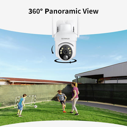 2K Solar Security Cameras Wireless Outdoor, 2 Pack 360° View Pan/Tilt Wifi Security Camera outside with Color Night Vision,Easy to Install, PIR Alarm, 2-Way Audio