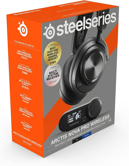Arctis Nova Pro Wireless Multi-System Gaming Headset - Premium Hi-Fi Drivers - Active Noise Cancellation - Infinity Power System - Stealth Retractable Mic - PC, PS5/PS4, Switch, Mobile