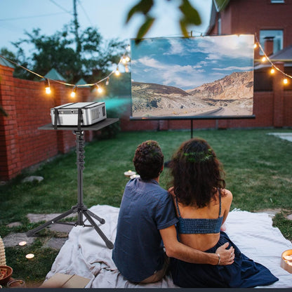 Projector Tripod Stand, 50” Laptop Stand with 2 Shelves for Projector, Ipad, DJ Equipment, Portable Adjustable Floor Stand with Gooseneck Phone Holder for Office, Home, Stage or Studio