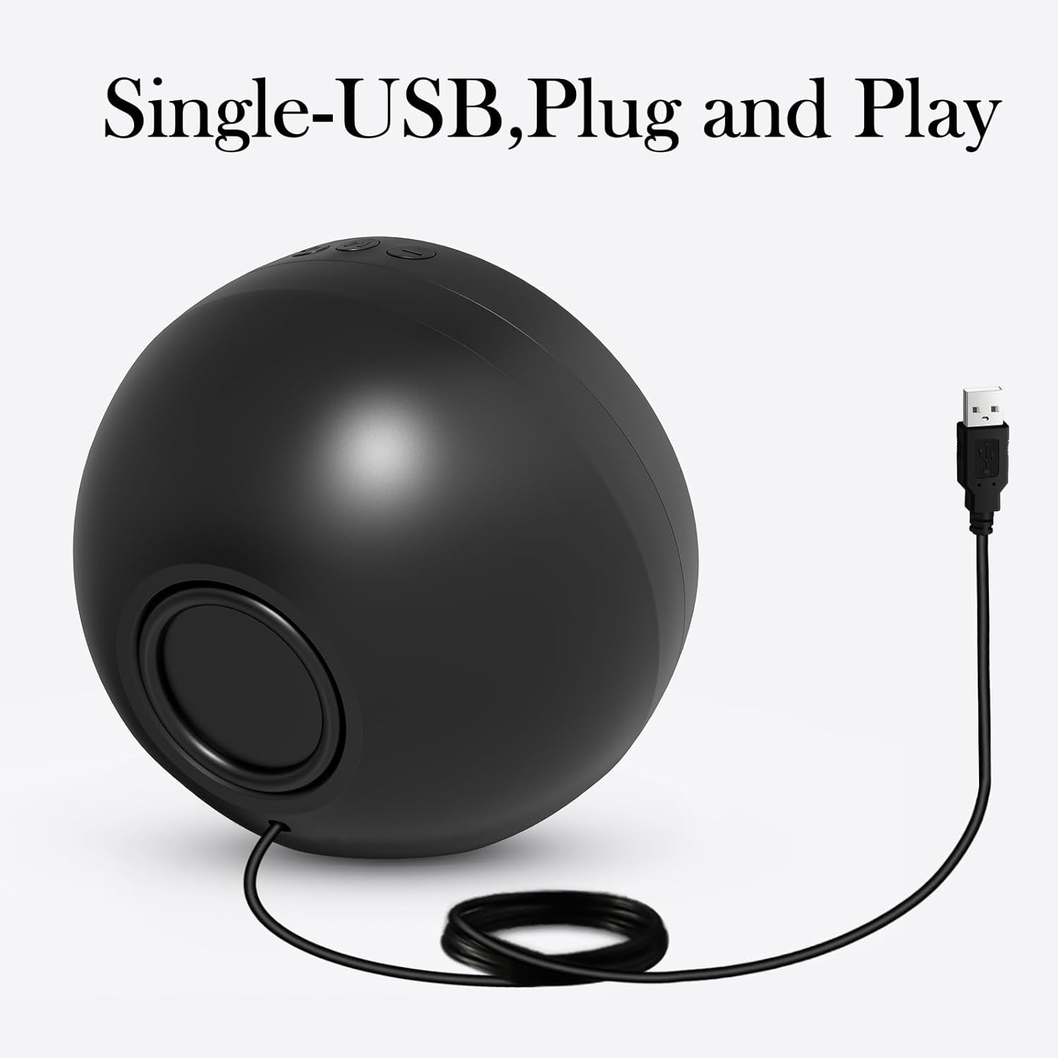 USB Computer Speaker for Laptop, External Speakers for Desktop Computer with Crystal Clear Sound, Rich Bass and Volume Buttons, Plug-N-Play (Black)
