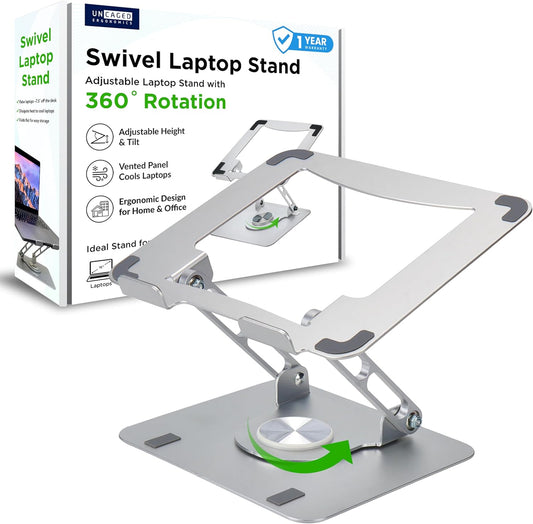 Swivel Laptop Stand for Desk, Adjustable Computer Ipad Stand for Desk W/ 360 Rotation, Portable Laptop Holder for Home Office Ergonomic Supplies