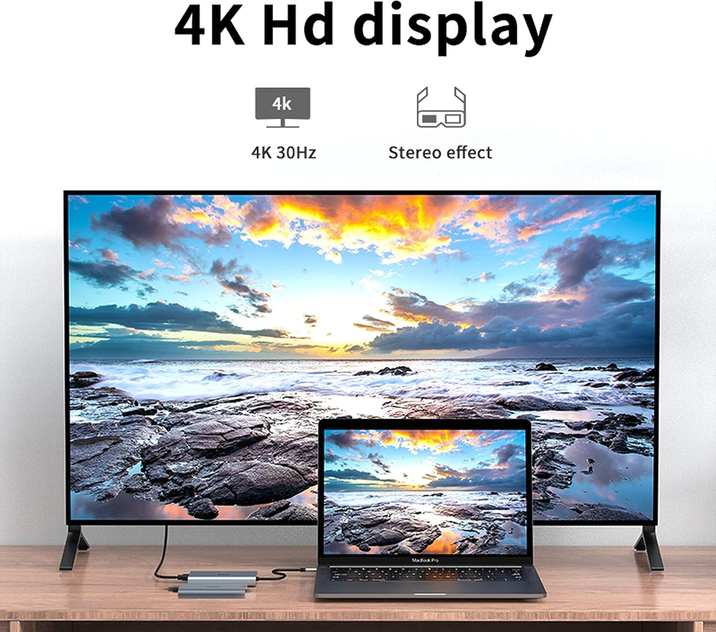 USB C Hub Docking Station, 6-In-1 Dual Monitor Adapter with 4K HDMI, 1080P VGA, 2 USB 3.0 Ports, 100W PD Charging Input, Gigabit Ethernet – Compatible with Macbook, Dell, HP, Lenovo, and More